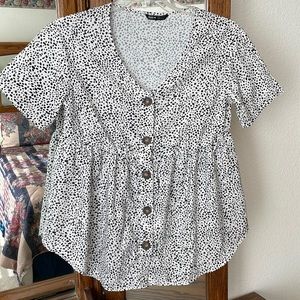 SHEIN blouse black/white Polka dot